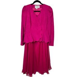 Constance Saunders Richard Warren Evening Silk 2pc Dress Fuchsia Sz 12
